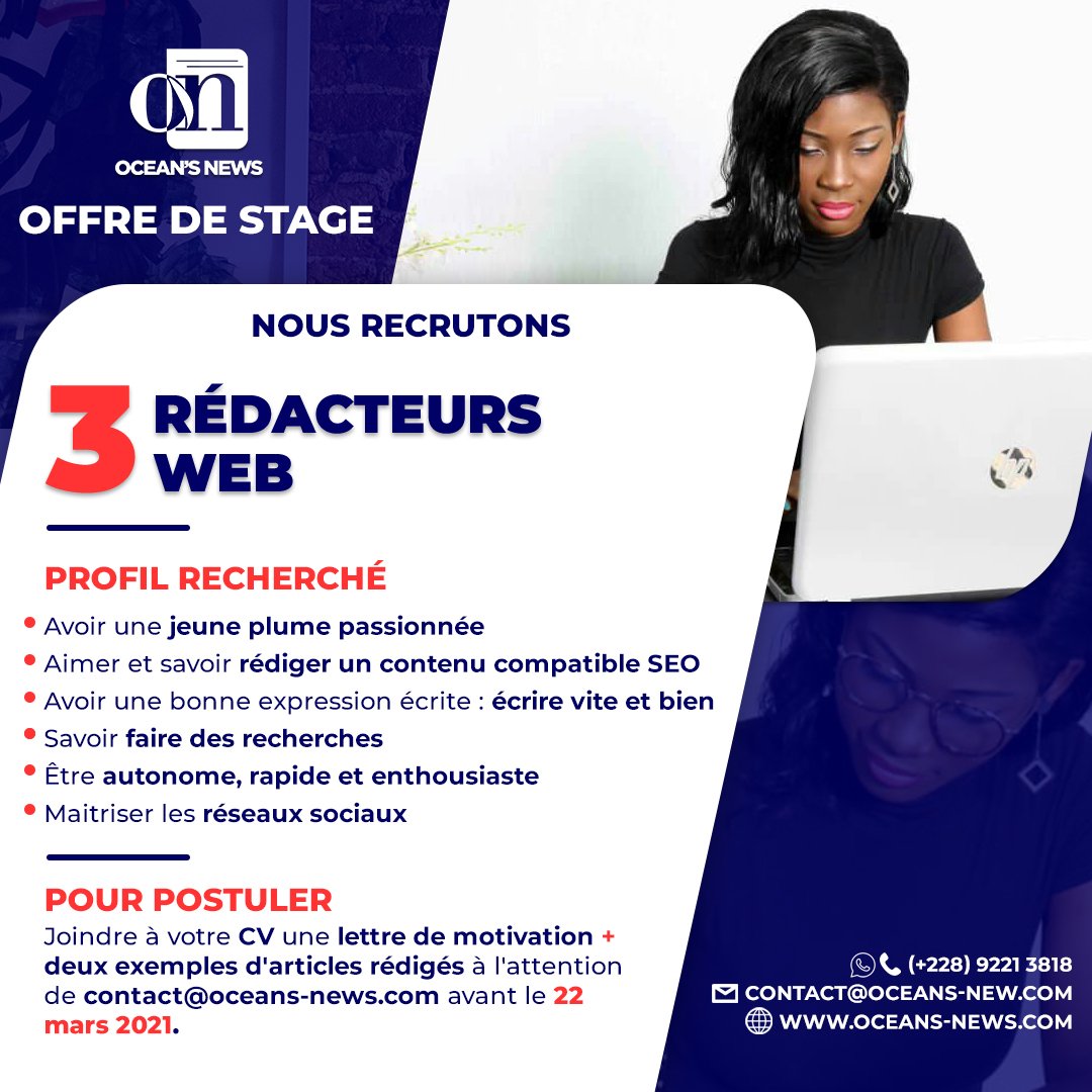 offre de stage pour rédacteurs web