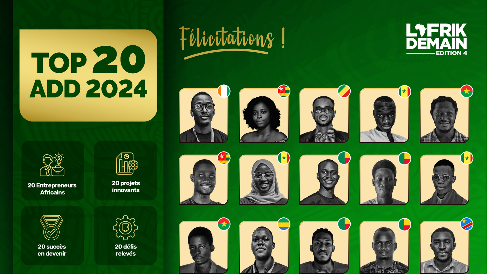 lauréats du programme - L'Afrik De Demain 2024 TOP 20 ADD 2024